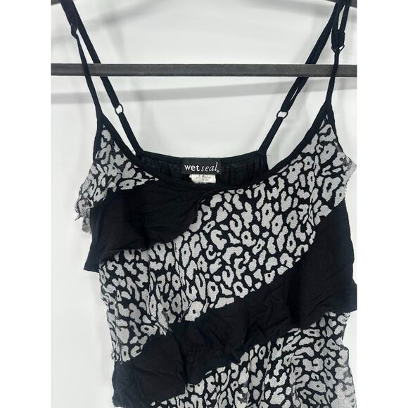 Vintage Wet Seal Womens Y2K Ruffle Tank Top Size XS Gray Black Rock Grunge Punk - Picture 3 of 8